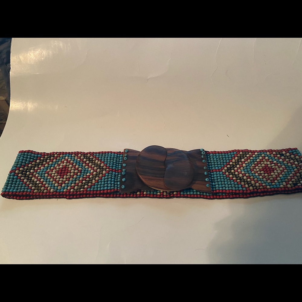 Handcrafted Ladies Belt 2mm Glass Beaded 2.5”W Belt